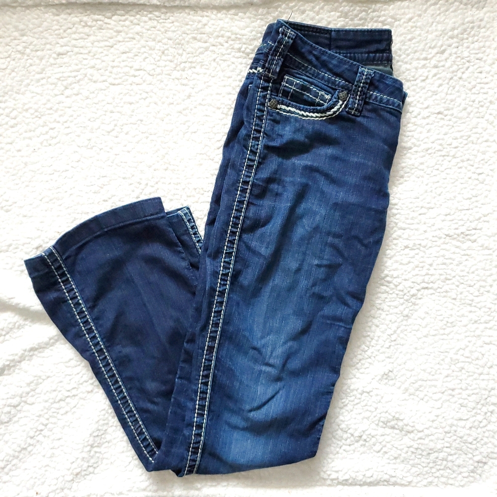 Silver Jeans Thick Stitch Frances 18" Dark Wash
